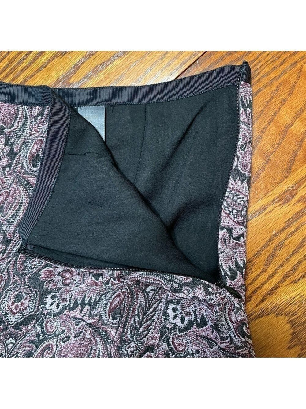 Vintage Y2K Liz Claiborne Maxi Skirt Paisley Purple Black Scarf Hem Flowing 8P - Picture 6 of 13